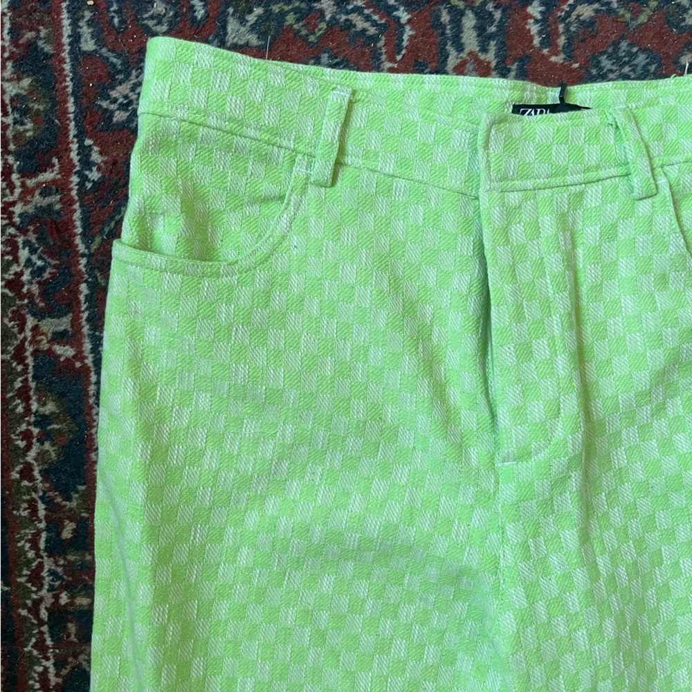 NWT ZARA NEON CHECK PANTS
